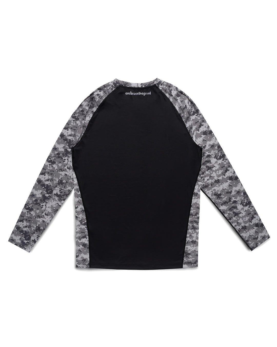 Military camo rashguard back view with sublimation print